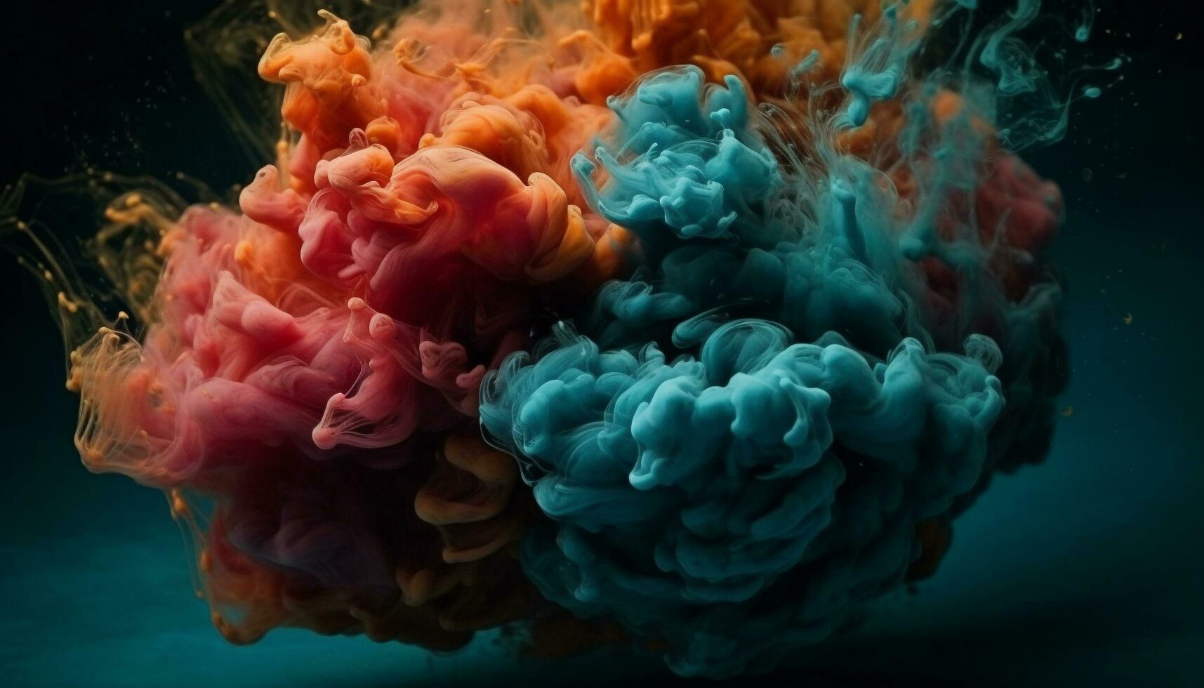 Smooth blue waves flow underwater, creating multi colored patterns and shapes generated by AI photo