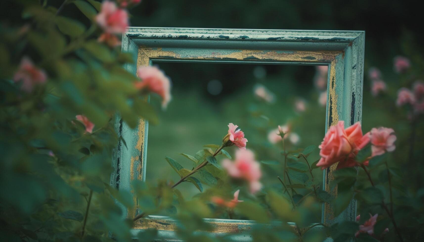 The formal garden decoration of multi colored flowers brings romance generated by AI photo