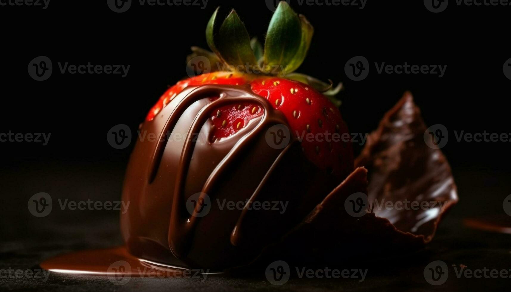 indulgente chocolate sumergido fresa postre, un gastrónomo verano tentación generado por ai foto