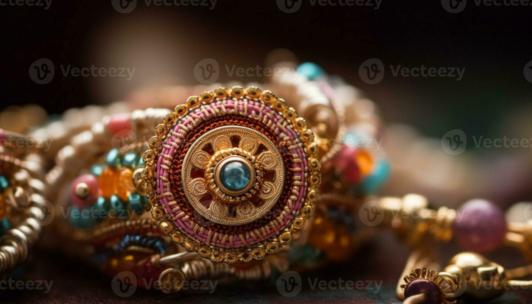 Ornate jewelry collection showcases elegance and spirituality of indigenous cultures generated by AI photo