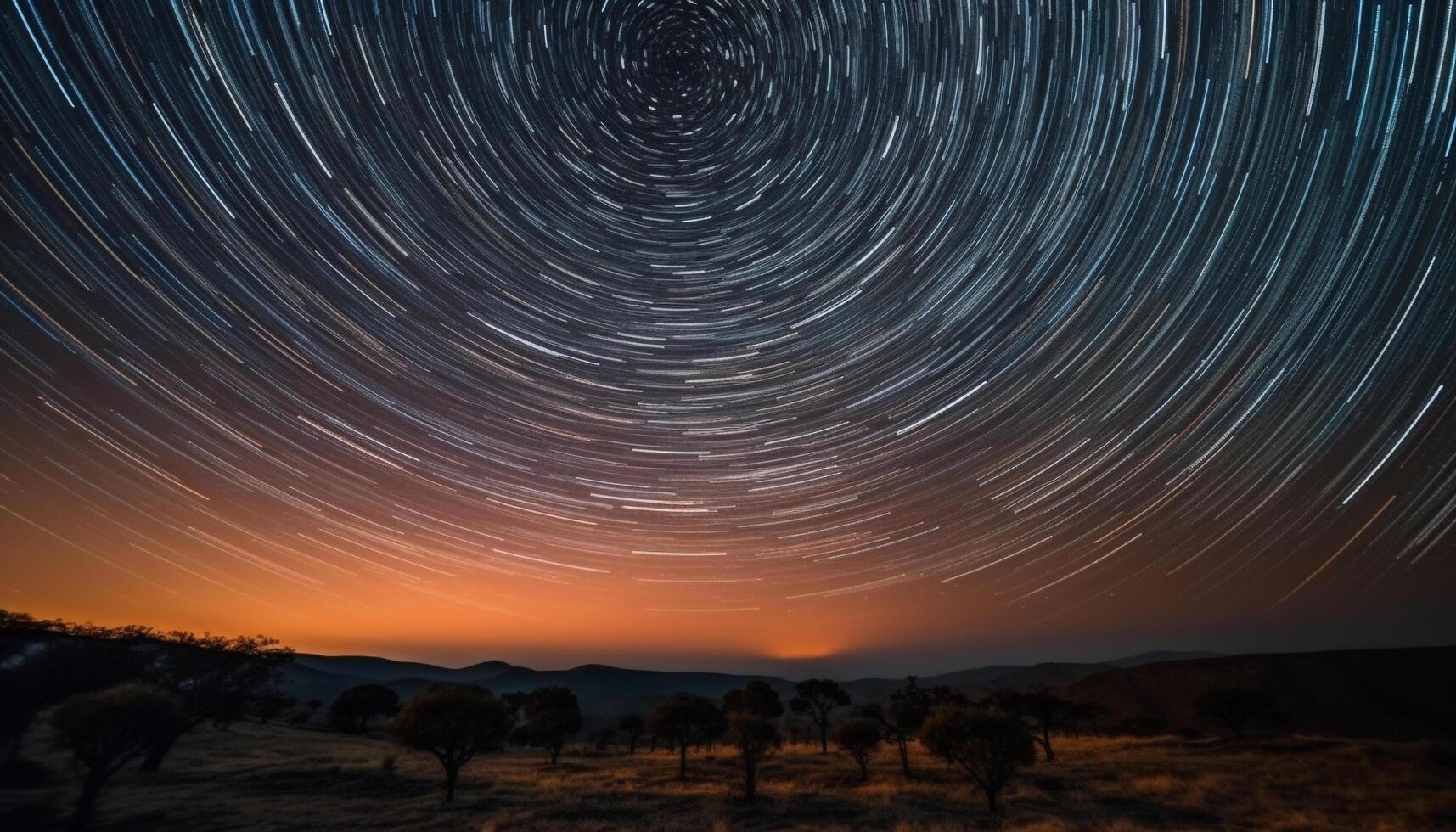 tranquilo escena iluminado por estrella sendero en natural fenómeno modelo generado por ai foto