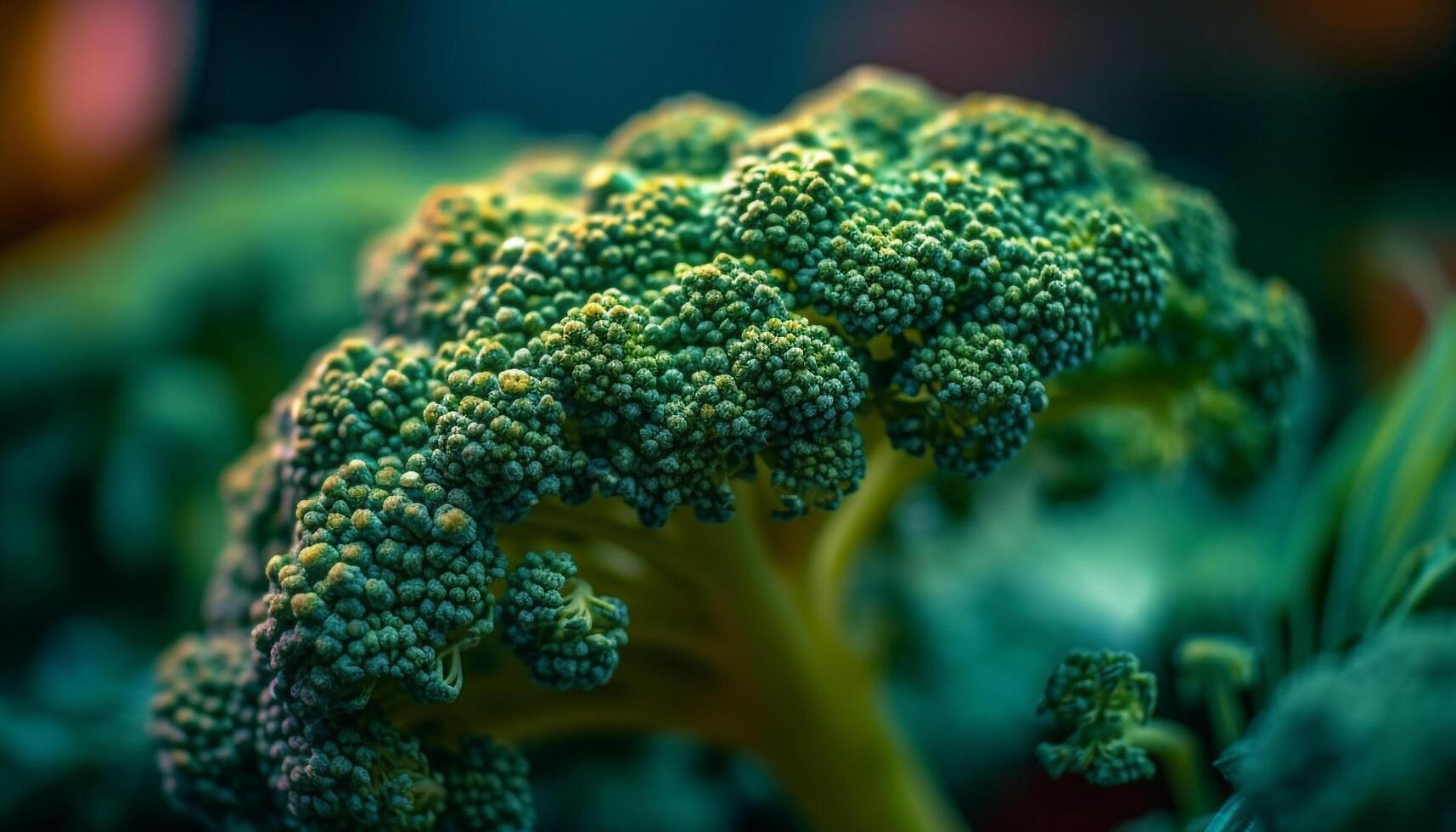 Fresh organic fish and vegetables on a colorful coral reef generated by AI photo