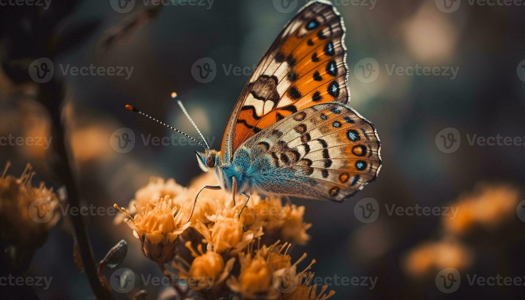 The fragile beauty of a multi colored butterfly in springtime generated by AI photo