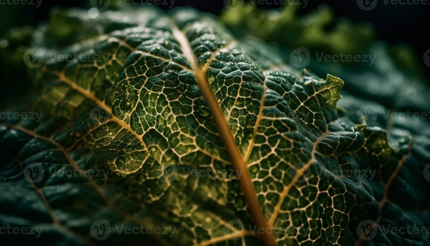 Vibrant leaf vein fractal shapes decorate organic plant cells generated by AI photo