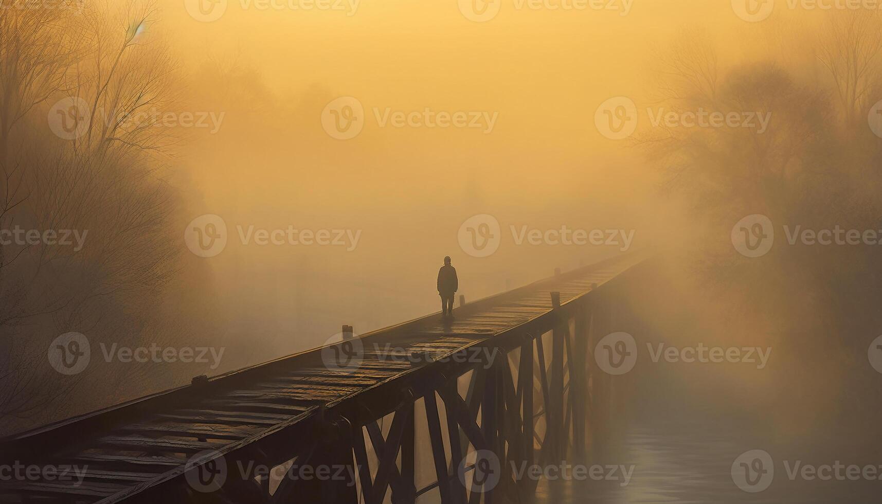 One person walking on footpath, enjoying tranquil autumn outdoors generated by AI photo