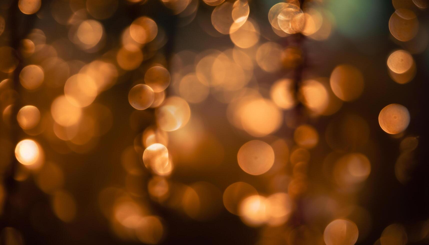 Softly glowing Christmas lights illuminate the dark, defocused backdrop generated by AI photo