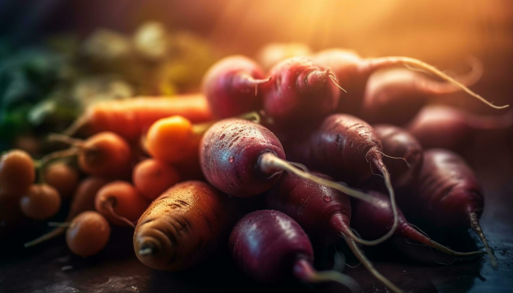 Fresh organic vegetables, a healthy meal with homegrown produce arrangement generated by AI photo