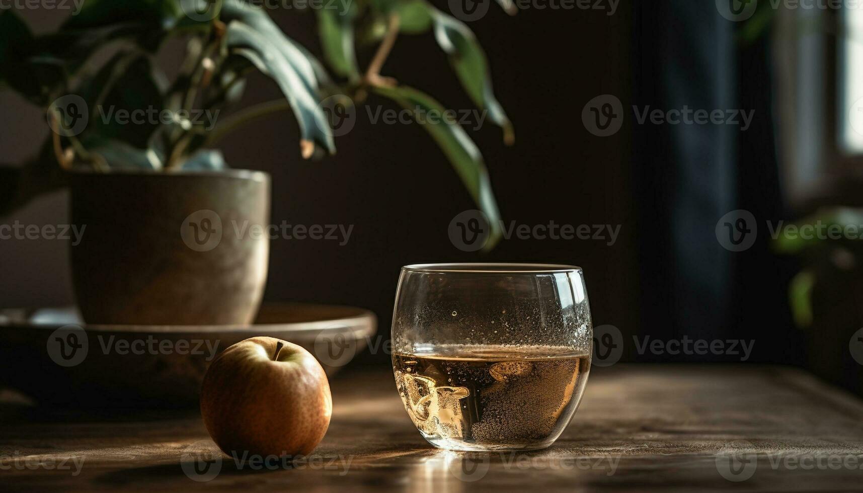 Rustic whiskey bar serves organic fruit cocktails in elegant glassware generated by AI photo