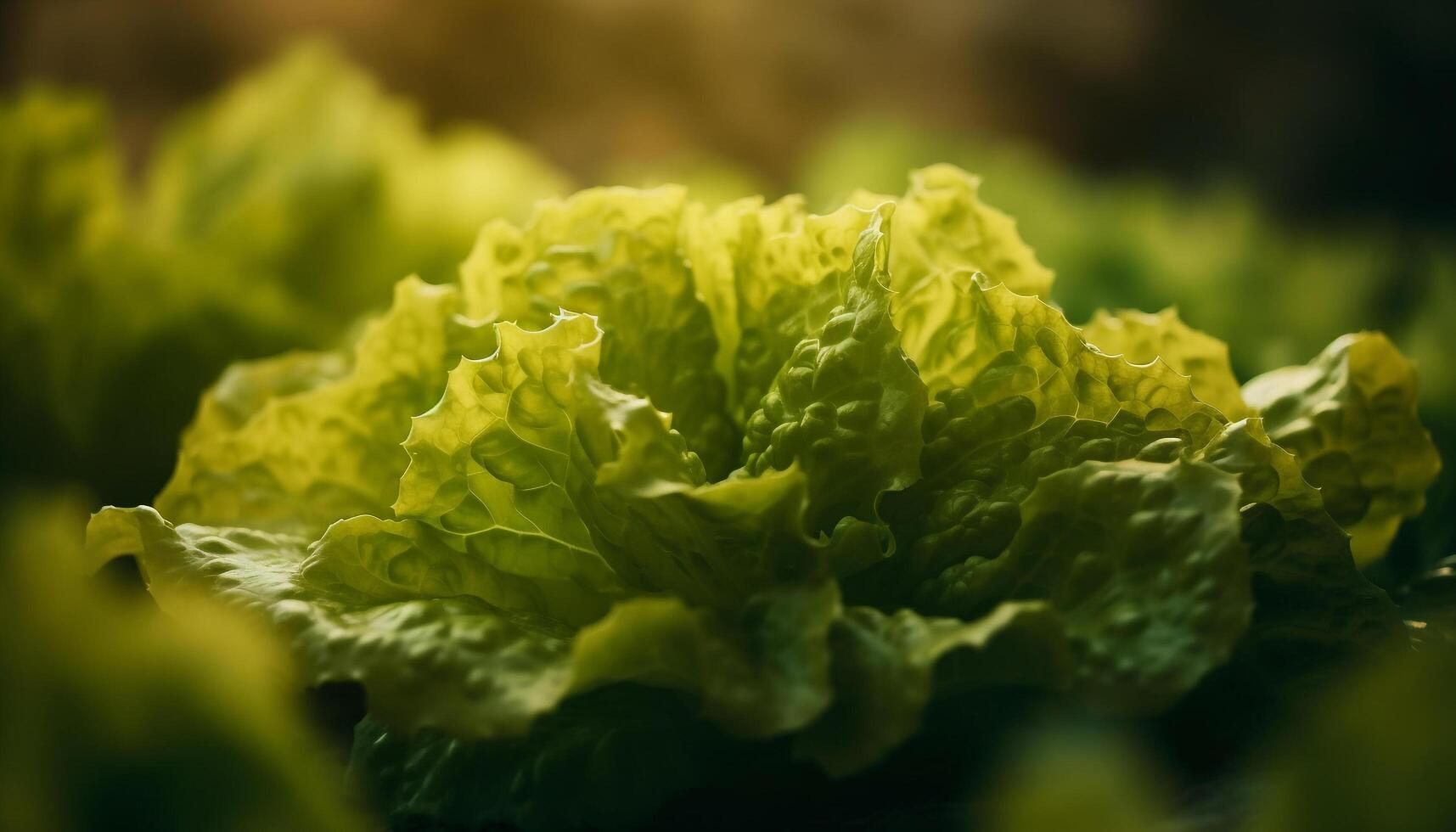 Fresh leaf lettuce, a healthy ingredient for gourmet vegetarian salads generated by AI photo