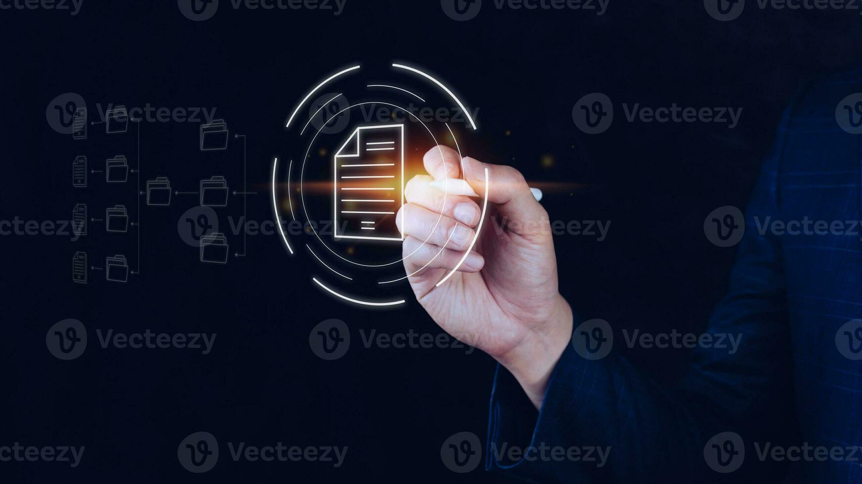 Document Management System DMS, Online documentation database and process automation to efficiently manage files, knowledge and documentation enterprise with ERP. Corporate business technology. photo