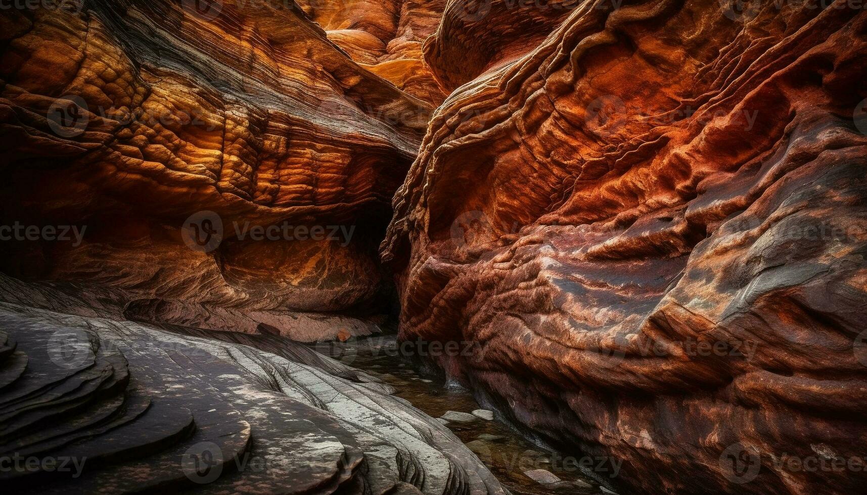 Flowing water carves majestic sandstone curves in Antelope Canyon, summer adventure generated by AI photo