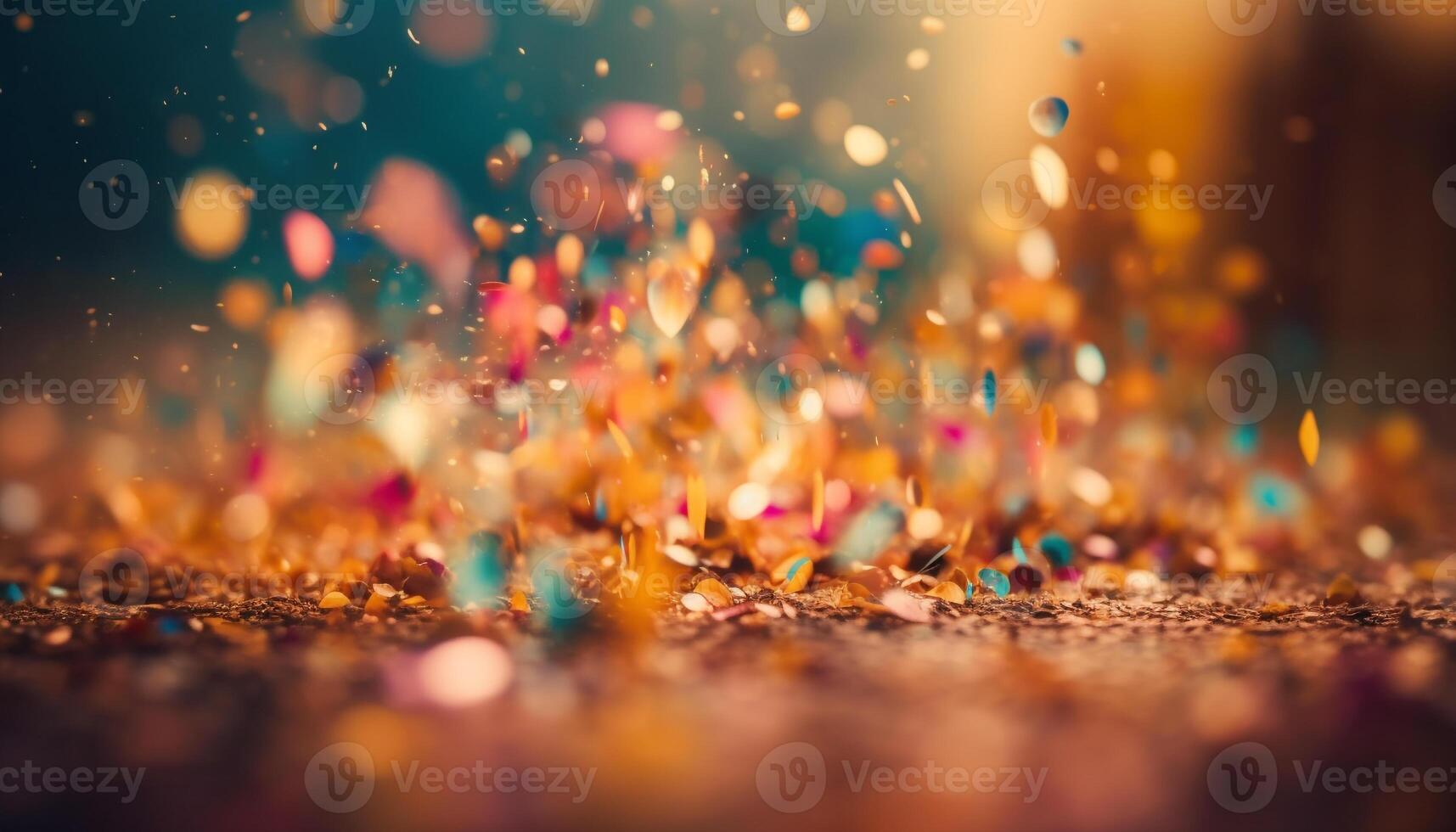 Glittering confetti falls on abstract backdrop, celebrating vibrant party fun generated by AI photo