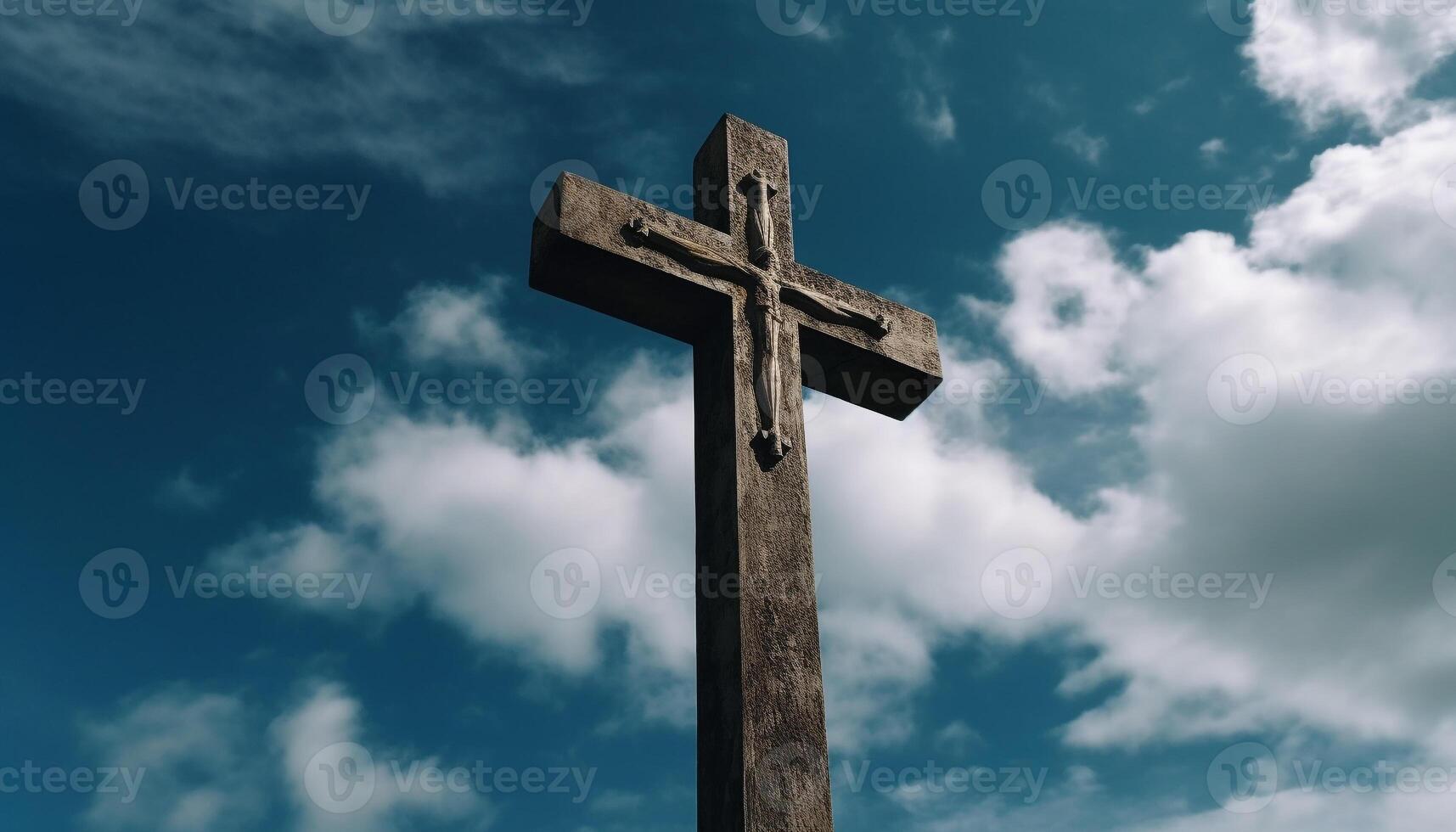 The cross, a symbol of sacrifice and forgiveness in Christianity generated by AI photo