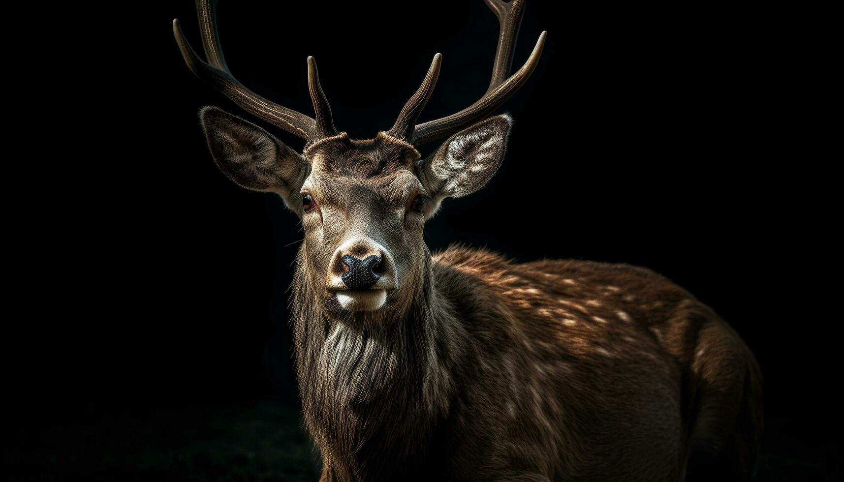 Stag, horned and majestic, stands alone in the forest generated by AI photo