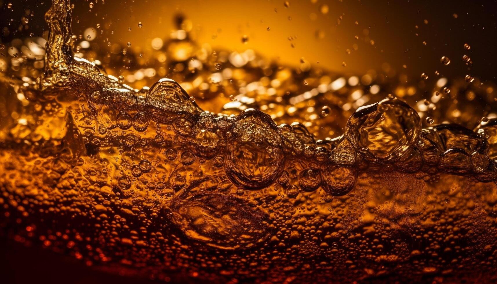 Golden beer pouring into frothy pint glass, refreshing celebration drink generated by AI photo