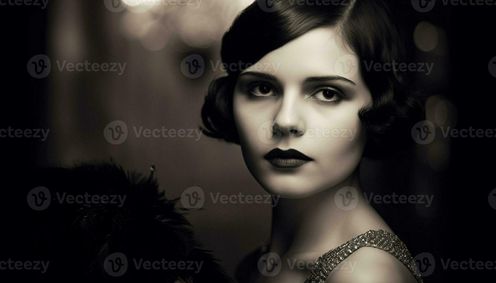 Beautiful woman, elegance and sensuality in monochrome fine art portrait generated by AI photo