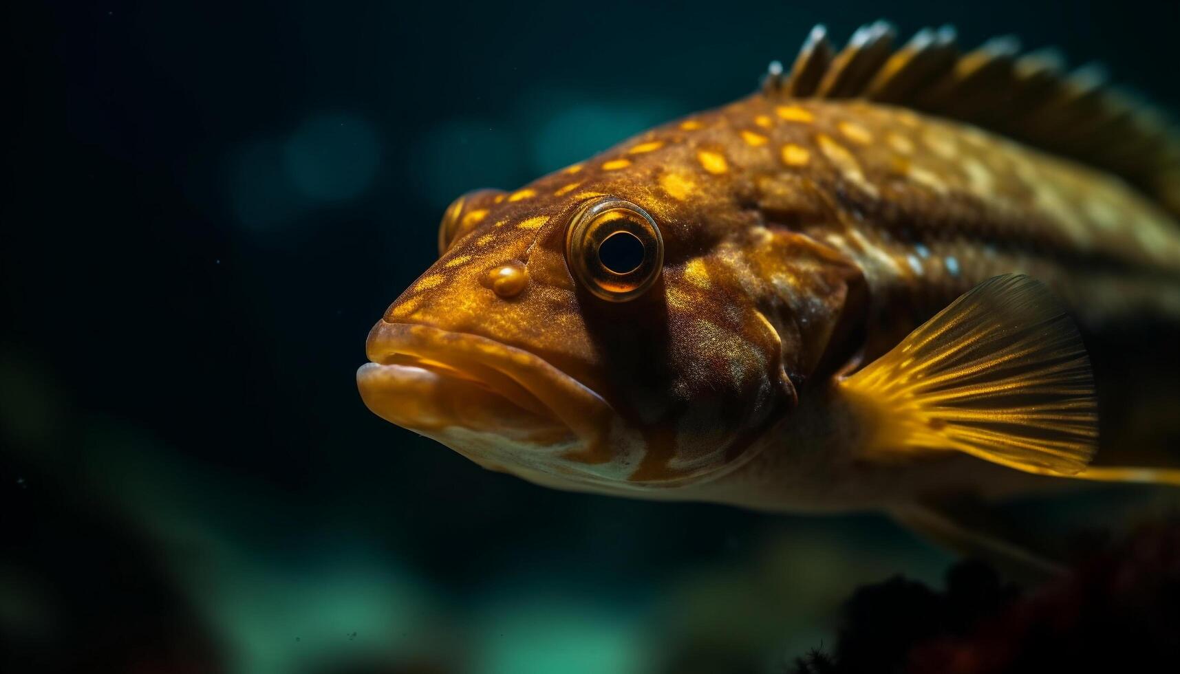 Cute fish with multi colored fin swimming in tropical reef generated by AI photo