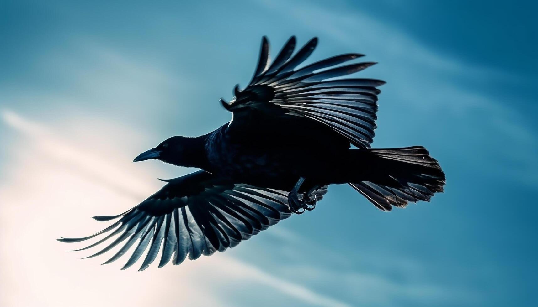 Silhouette of hawk in mid air, spreading wings in freedom generated by AI photo