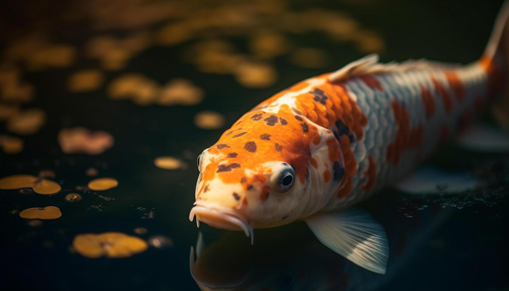 Vibrant koi carp swim in tranquil pond, showcasing elegance generated by AI photo