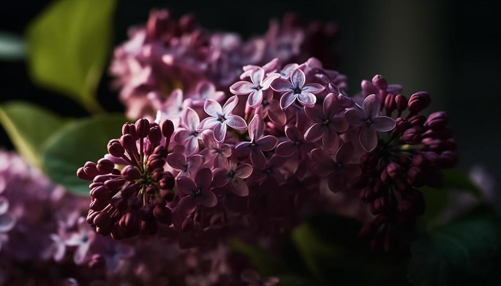 Fresco lila florecer, delicado pétalo, belleza en naturaleza ramo de flores generado por ai foto