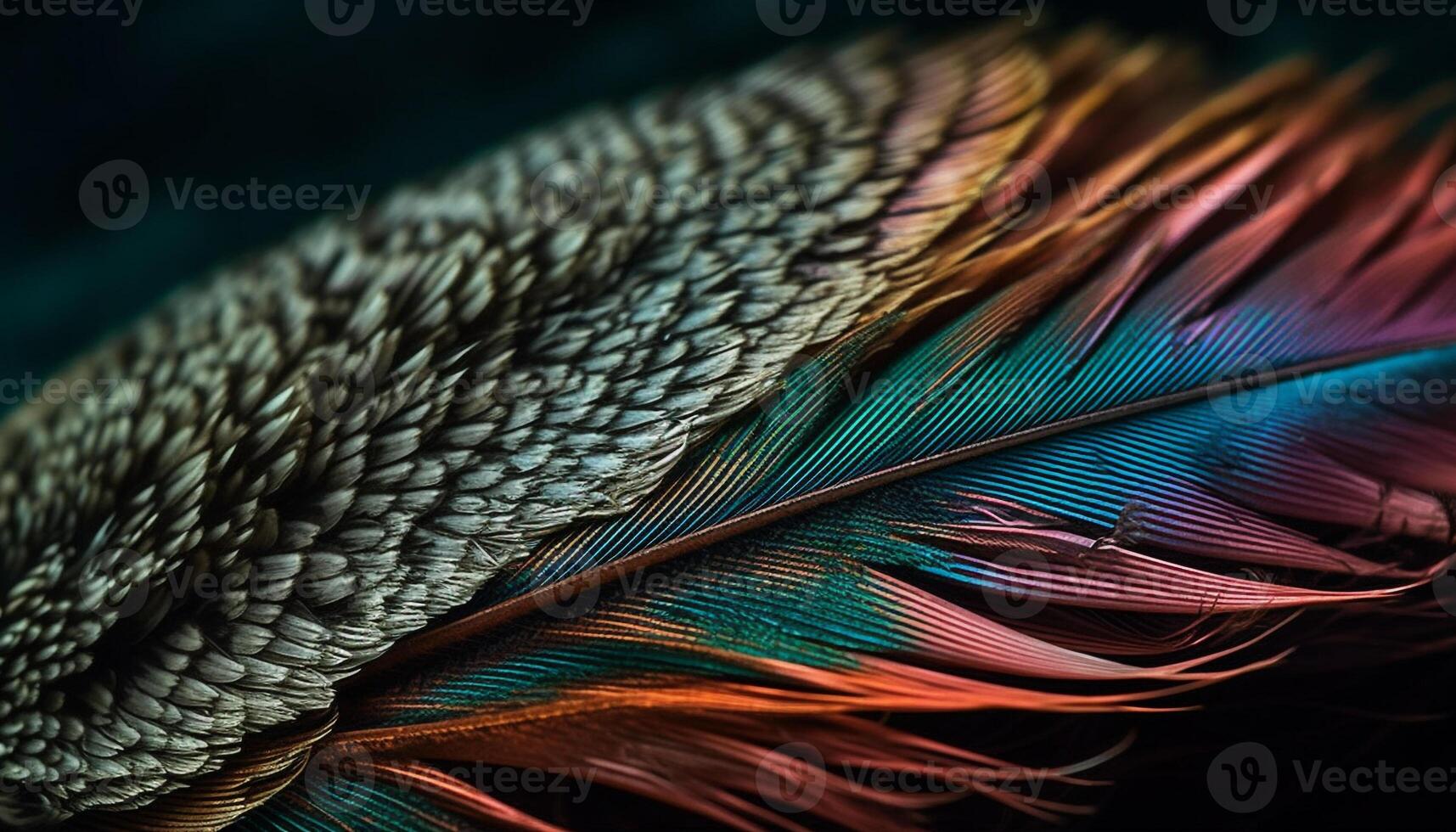 The vibrant peacock tail, a masterpiece of nature elegance generated by AI photo