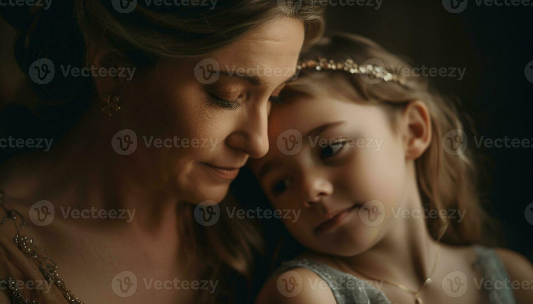 A mother love embracing her cute daughter in a cheerful portrait generated by AI photo