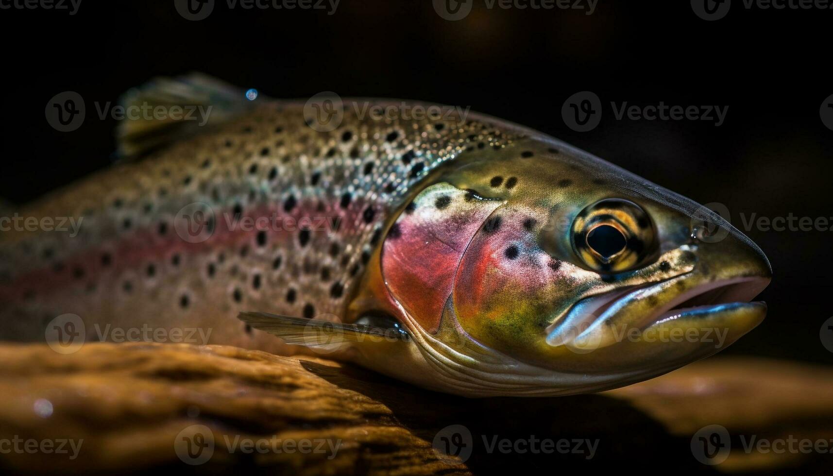 Freshwater trout caught in the wild, a gourmet delight generated by AI photo