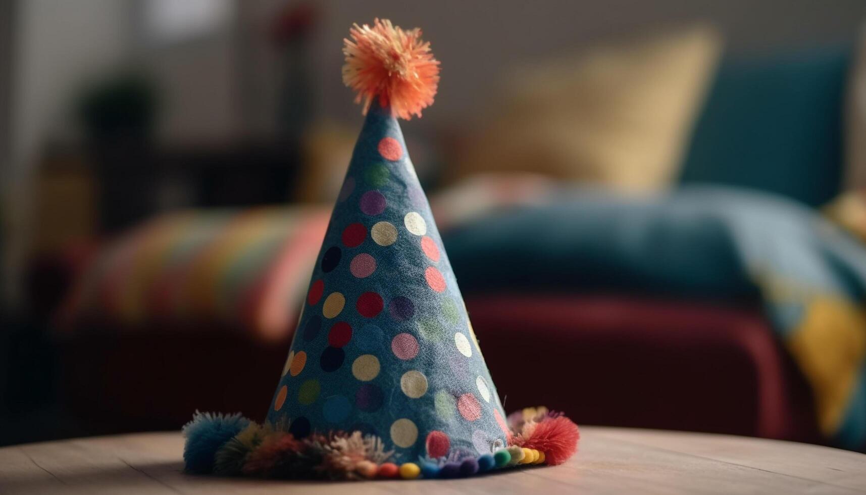 Joyful winter celebration with colorful decorations and comfortable sofa pillows generated by AI photo