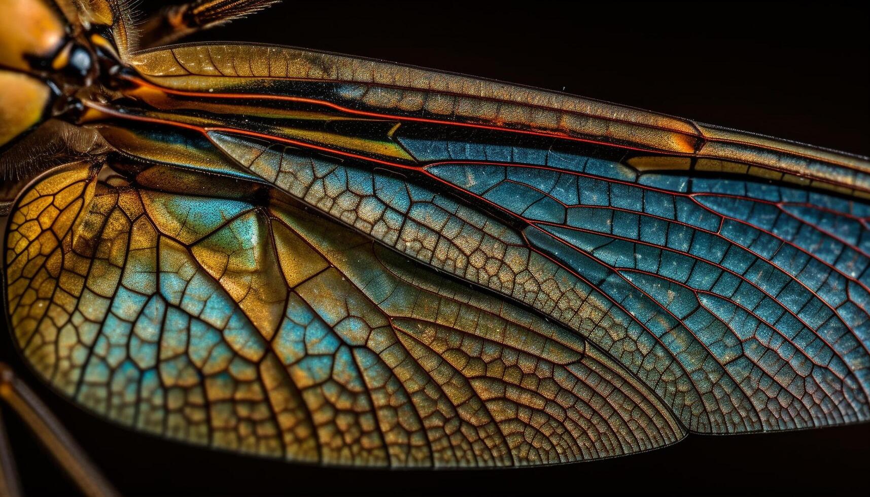 The vibrant butterfly multi colored wings reflect in the glass generated by AI photo