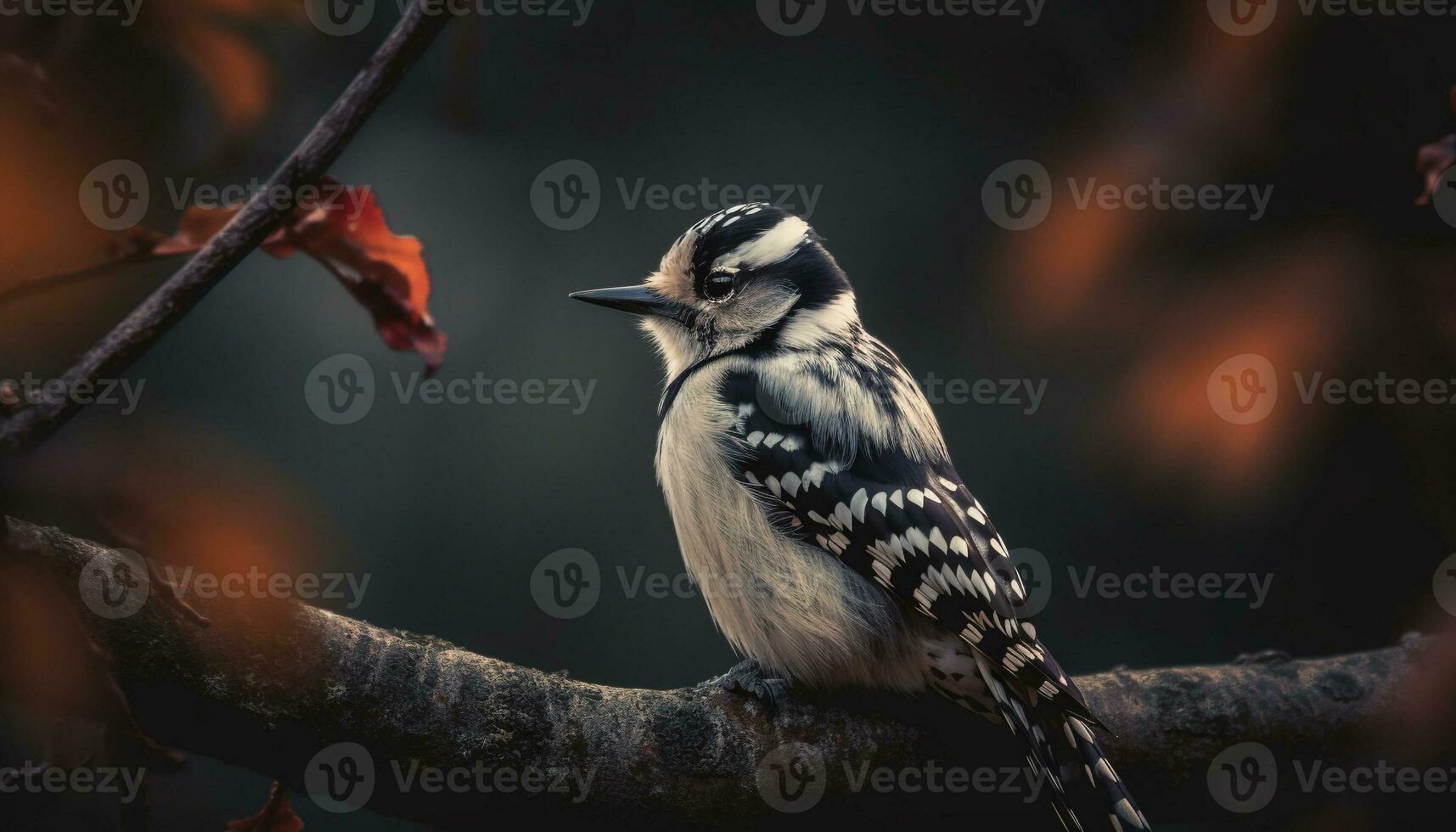 A black capped chickadee perching on a twig, looking cute generated by AI photo