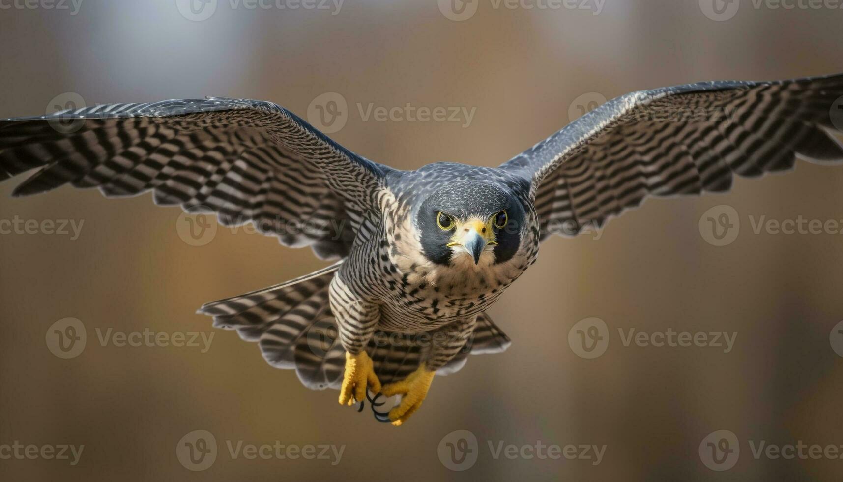 Endangered eagle owl spreads wings in tranquil forest branch sunset generated by AI photo