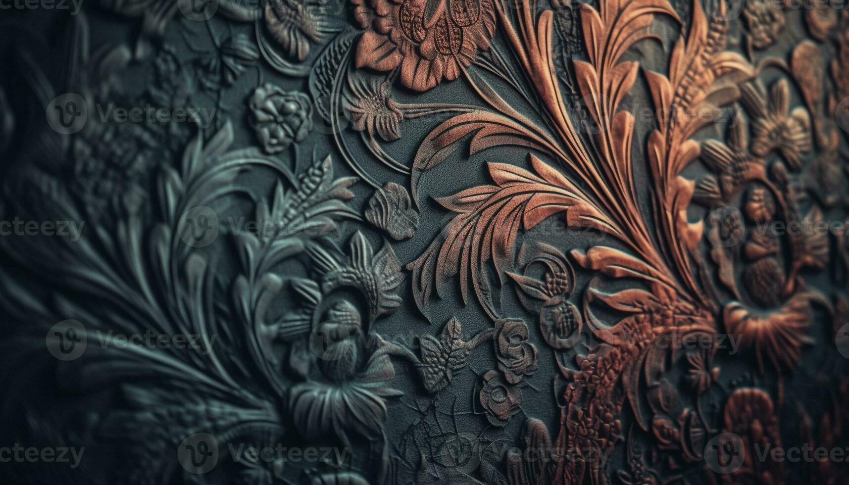 Ornate brocade design on dark silk exudes modern elegance generated by AI photo