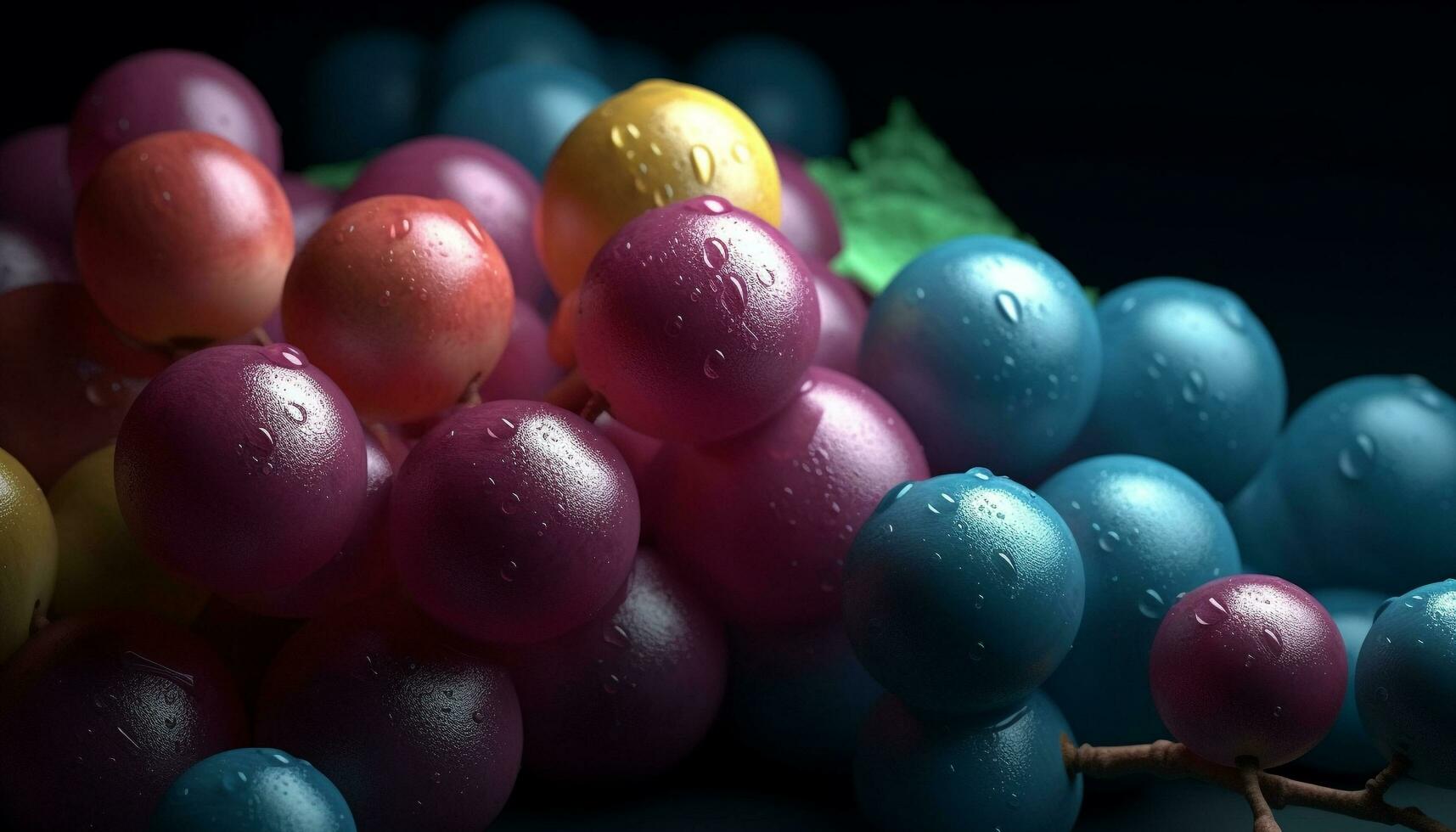 Fresh grape drop, wet and ripe, a gourmet snack delight generated by AI photo