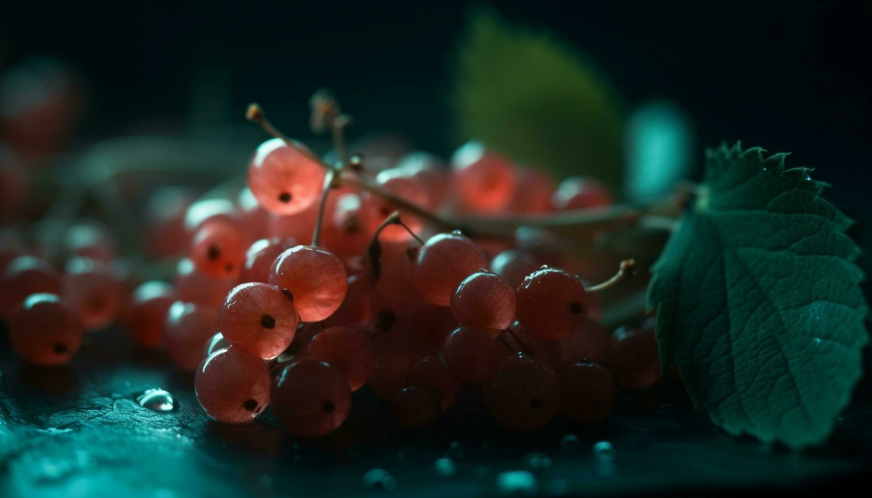 Fresh raspberry dessert in the forest, a healthy gourmet refreshment generated by AI photo