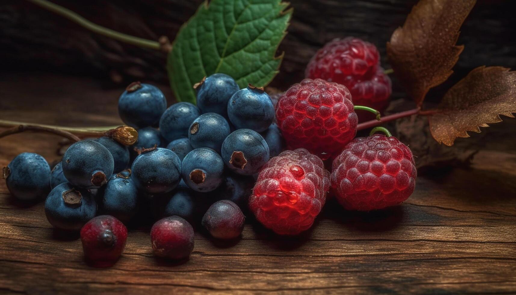 orgánico baya postre un dulce, sano gastrónomo comida en otoño generado por ai foto