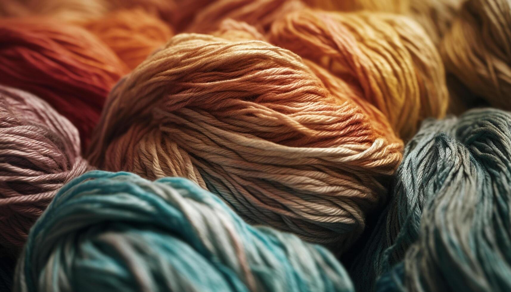 A vibrant ball of multi colored wool for creative knitting designs generated by AI photo