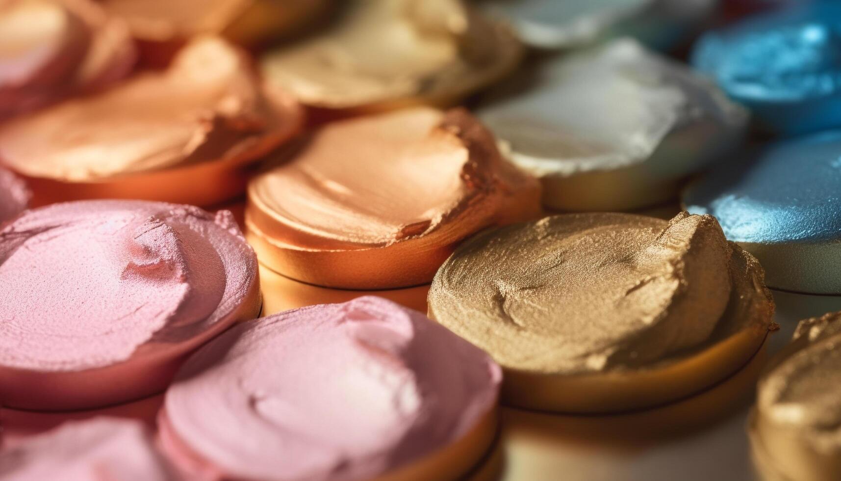 Beauty palette collection a sweet, pastel colored macaroon variation generated by AI photo