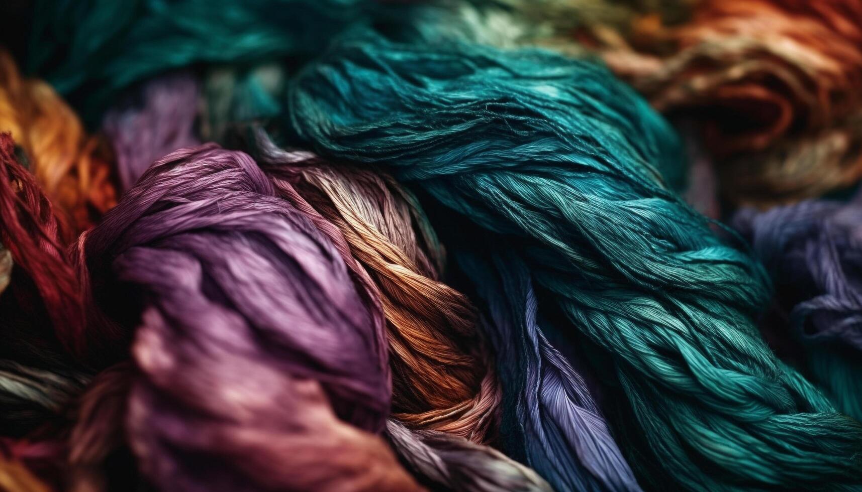 A vibrant collection of rolled up fluffy balls of wool generated by AI photo