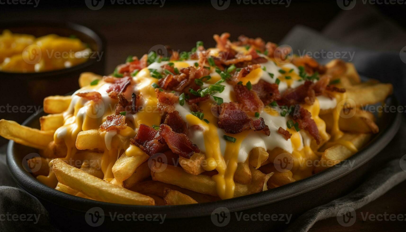 Indulge in a gourmet unhealthy meal with crispy French fries generated by AI photo