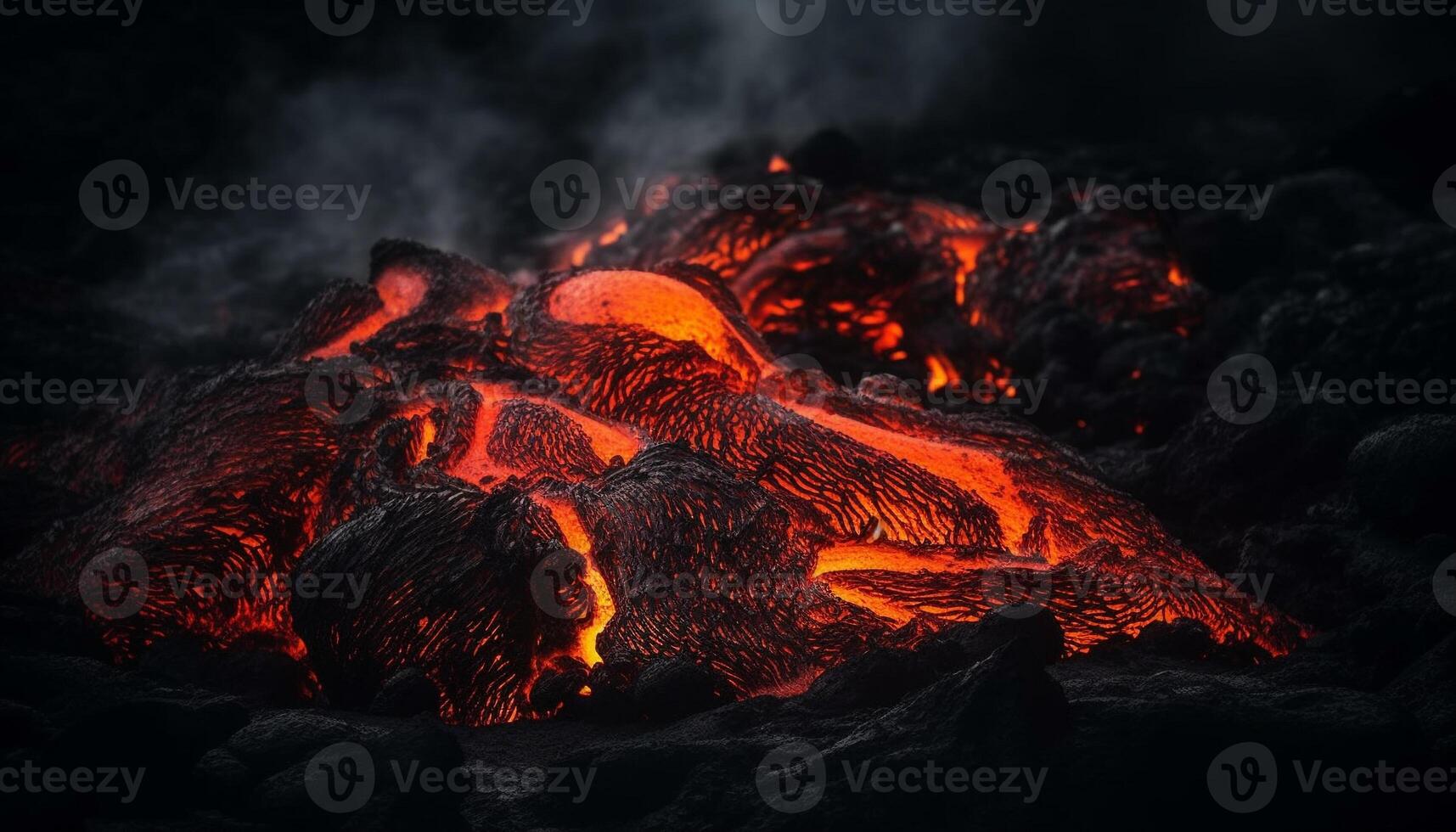 Nature inferno Melting coal fuels glowing bonfire on black background generated by AI photo