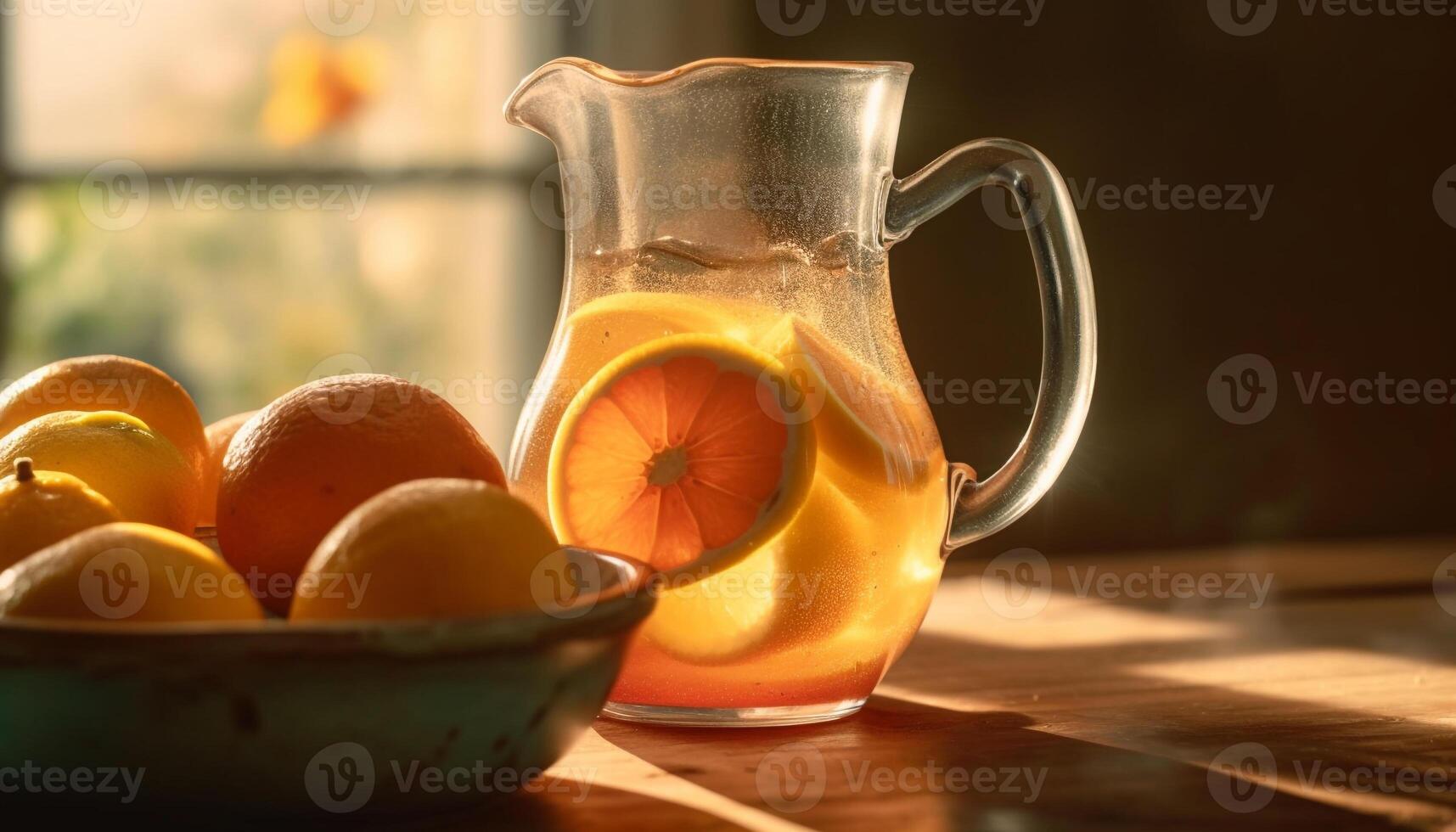 refrescante agrios cóctel en rústico mesa, Perfecto para verano relajación generado por ai foto