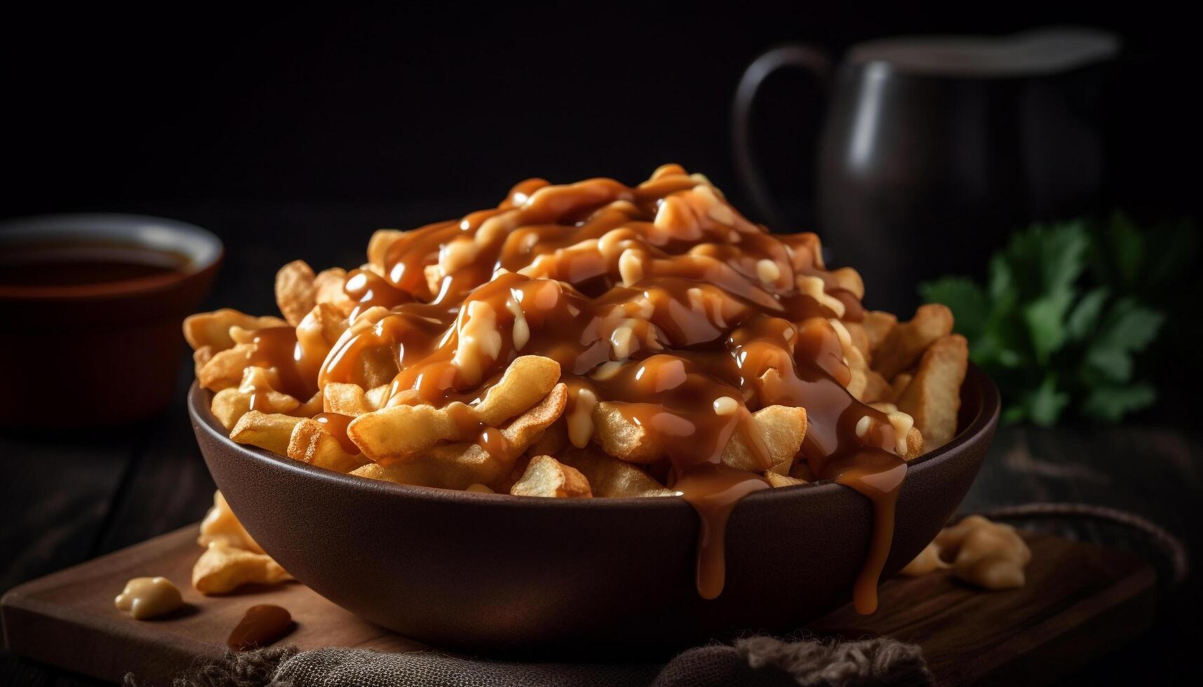 A homemade vegetarian appetizer baked bean and vegetable bowl generated by AI photo