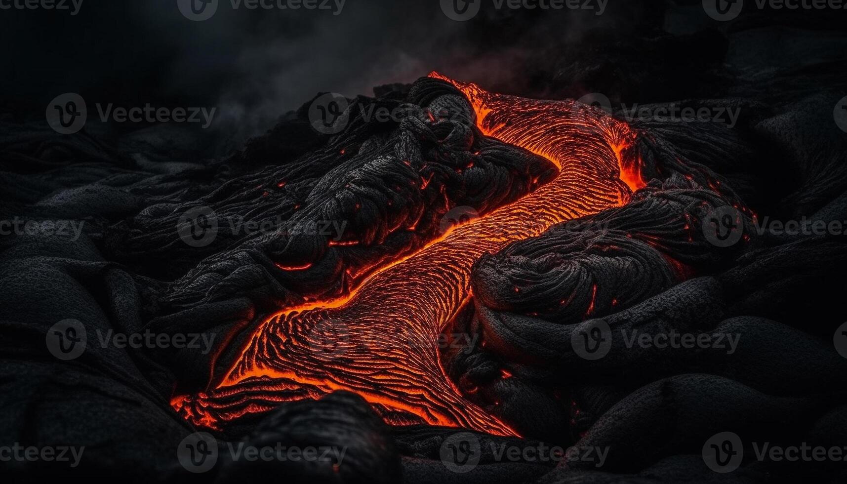 Flaming wave of destruction burns through natural underwater landscape generated by AI photo