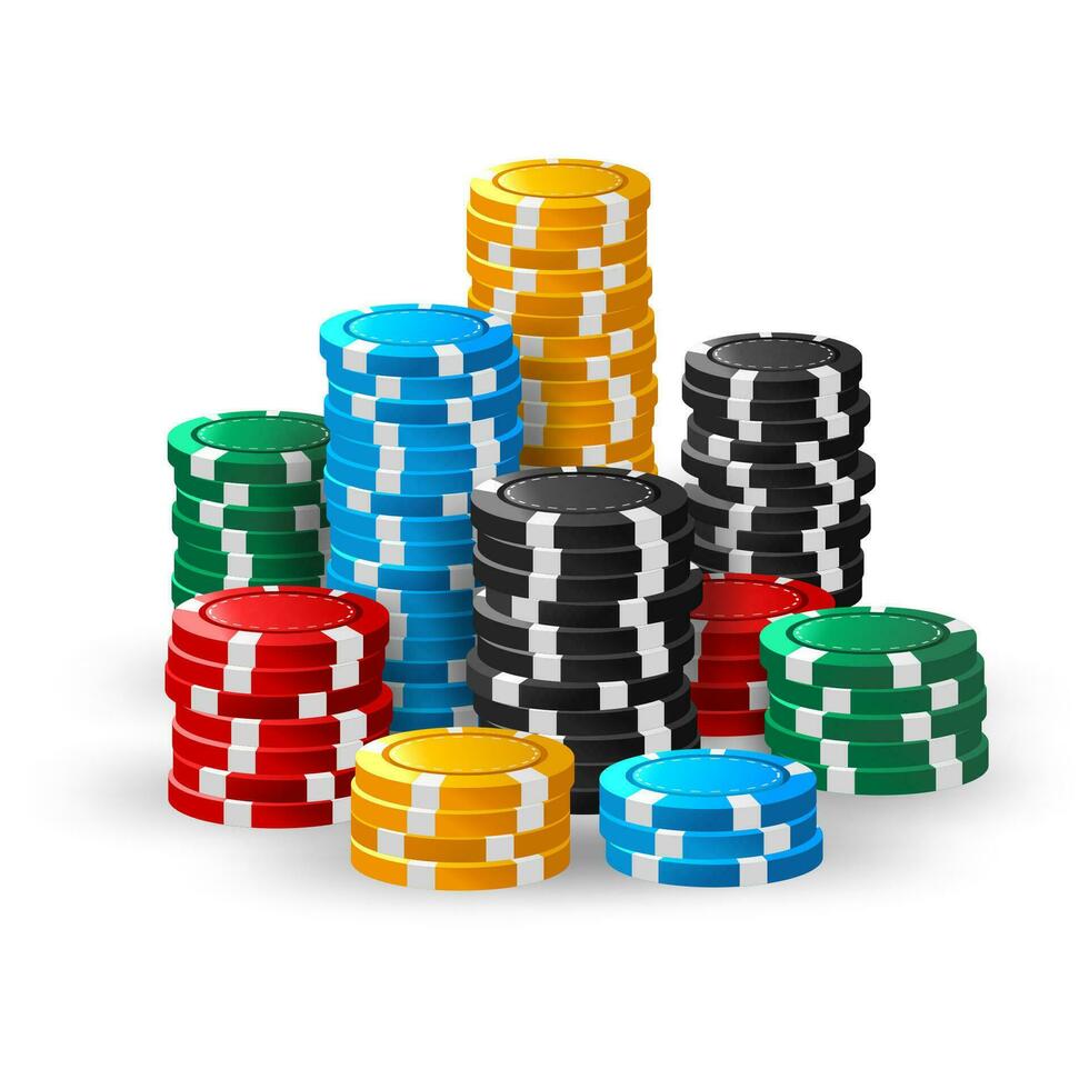 Casino Chips Stacks, Vector Illustration