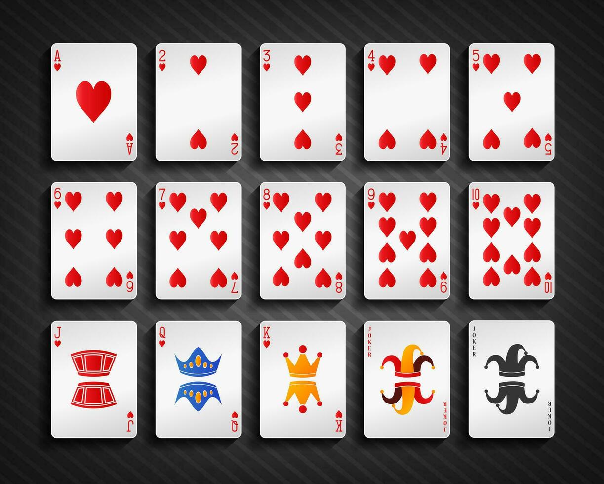 Poker Cards Heart Set, Vector Illustration