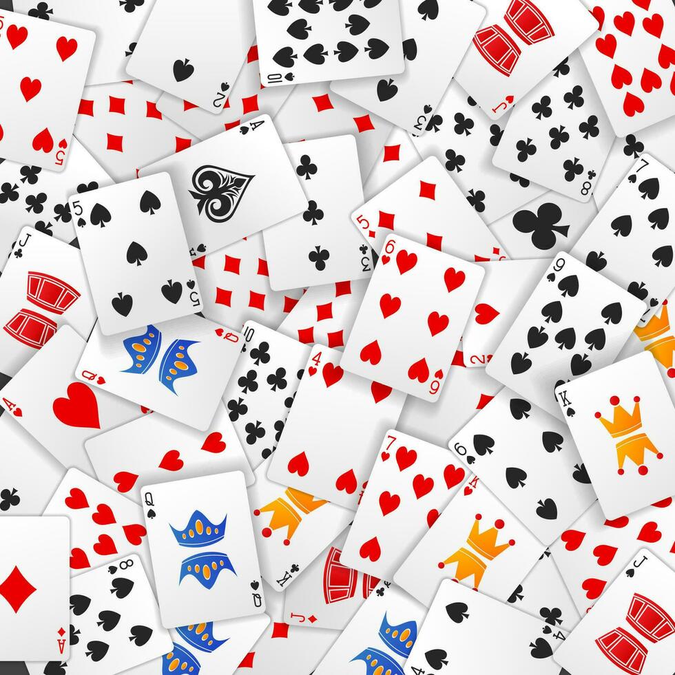 Poker Card Scattered Background, Vector Illustration