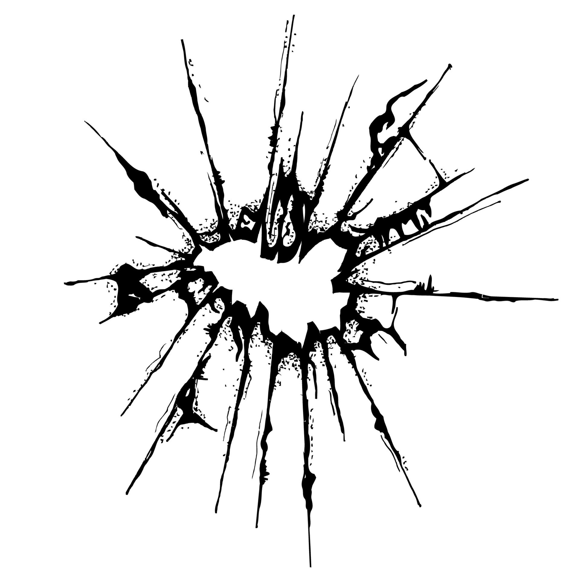 Broken Glass Grunge Textured With White Background, Tracing From Sketch