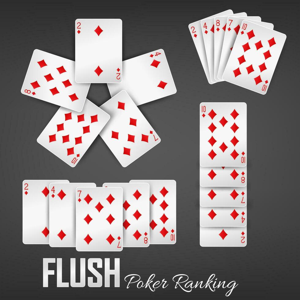 Flush Poker Ranking Casino Sets, Vector Illustration