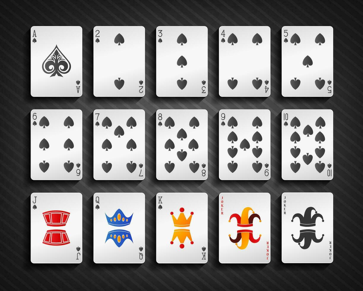 Poker Cards Spade Set, Vector Illustration