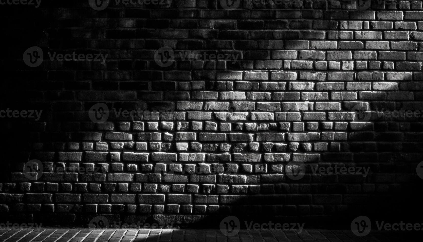 Dark brick wall, rough textured design, ancient architecture generated by AI photo